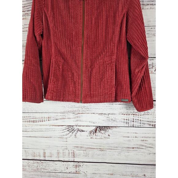 Woolrich Long Sleeve Full Zip Top M Womens Pockets Soft Ruby Red Cotton - Picture 3 of 9